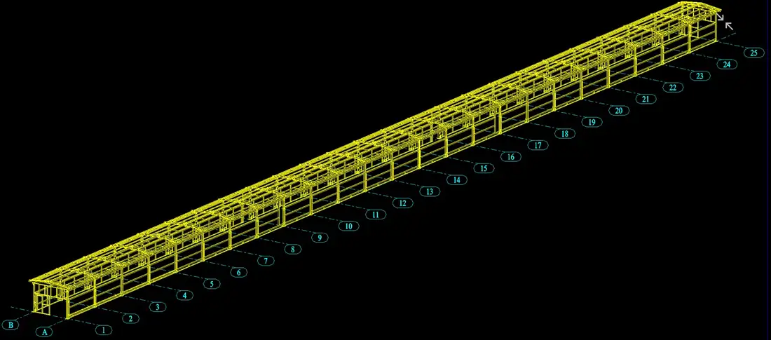 Sanitized machine-room structural planning diagram for a high-density compute facility