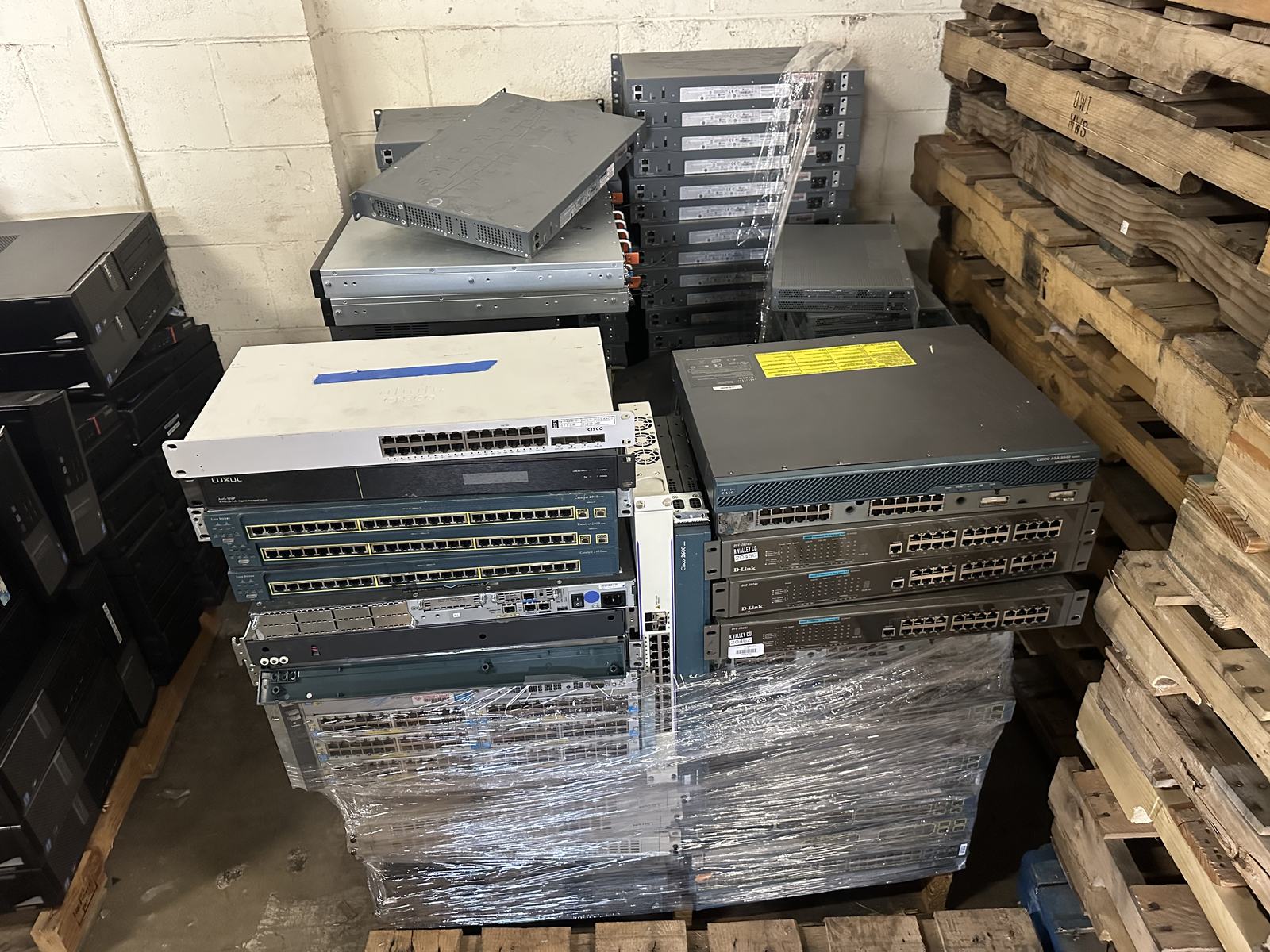 Palletized electrical equipment used to review delivery, storage, and handoff records