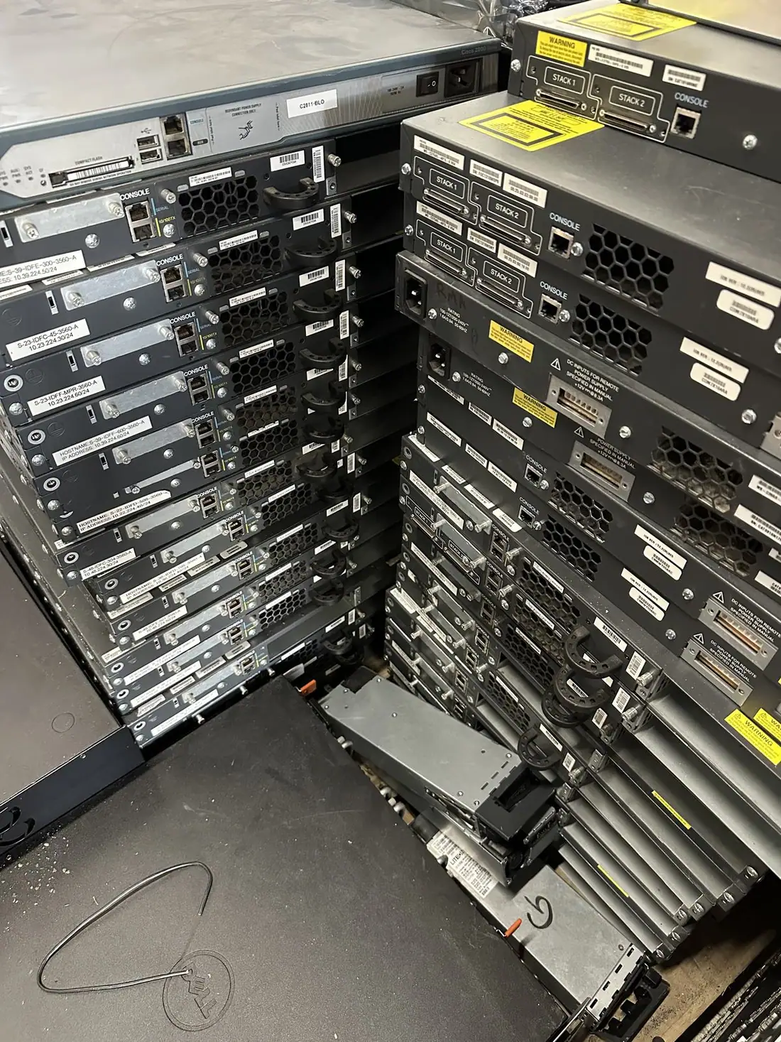 Server and rack equipment staging used for project intake and technical coordination