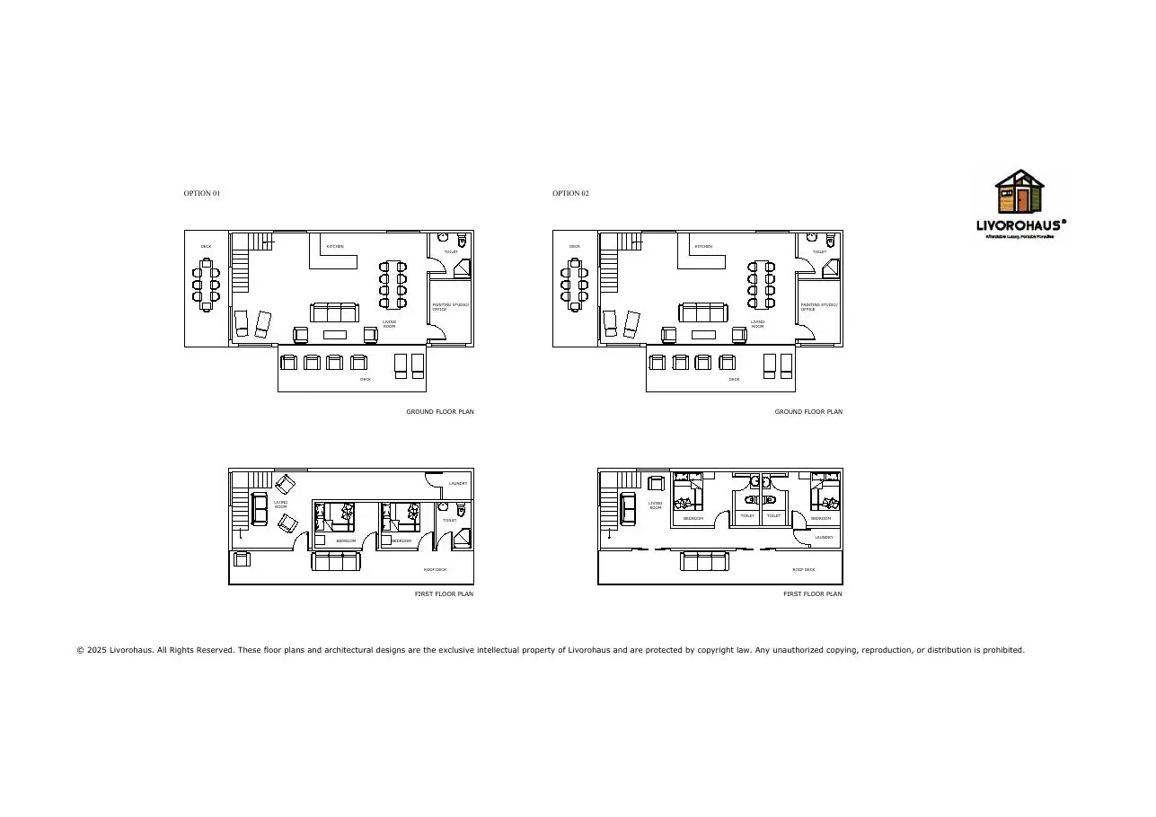 Preview of Graylin 3 bed bath modular home floor plan with two options