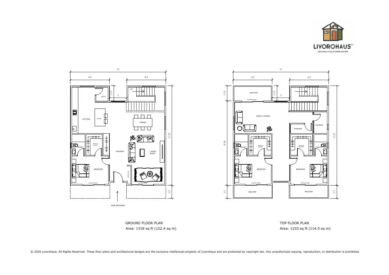 Preview of Twin Elise I prefabricated villa floor plan