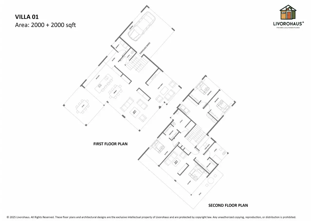Preview of Villa Aurelia 3 BHK prefabricated villa floor plan