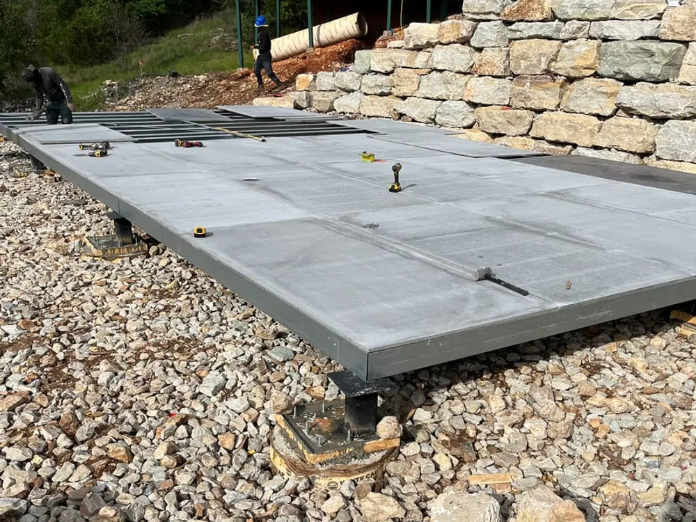 Representative prefab foundation platform and gravel site condition