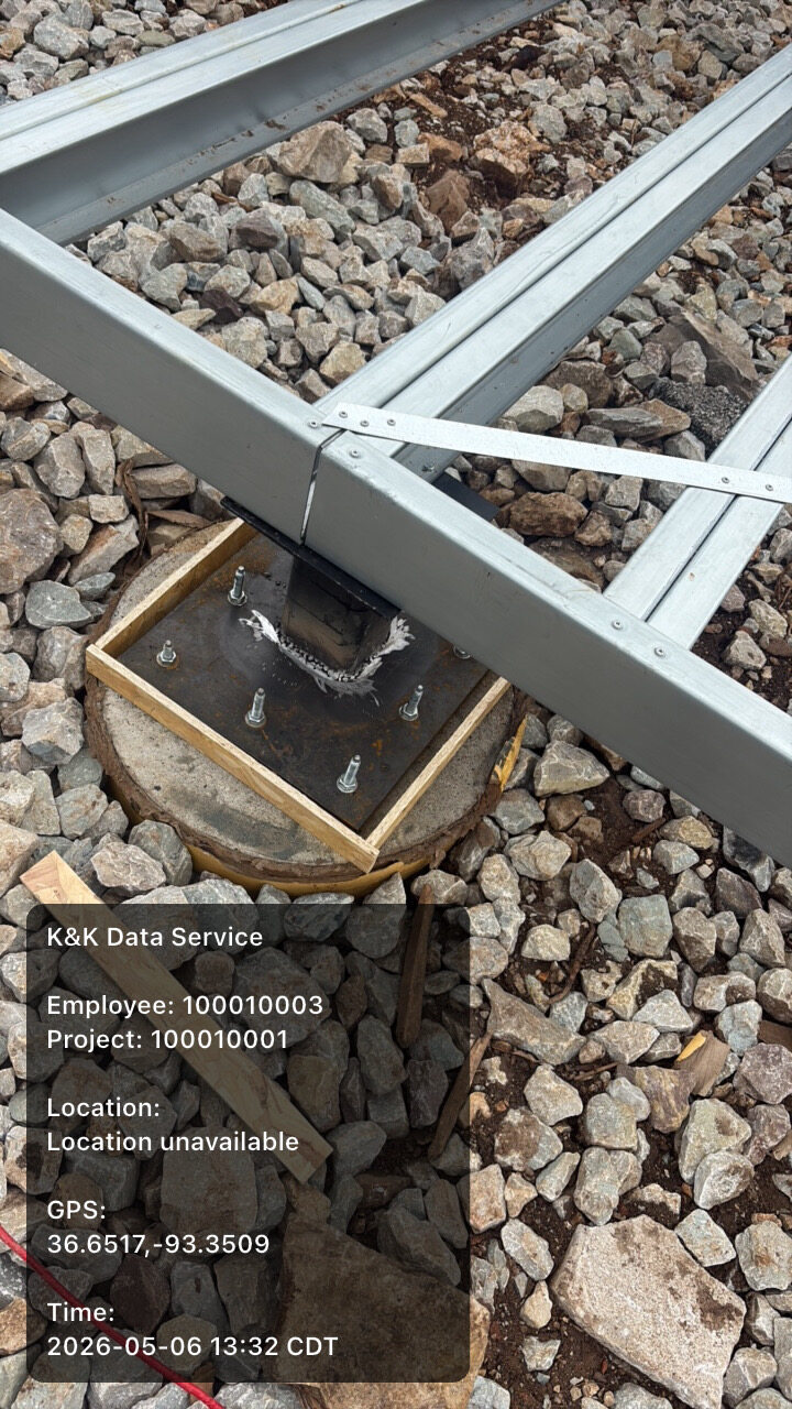 Permanent concrete support below the steel structure
